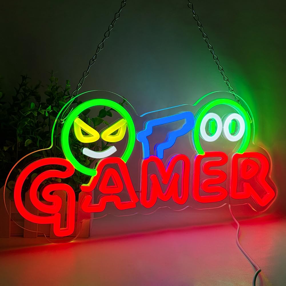 Lighting Christmas Decor - Enseigne néon LED Gamer, Lampe murale