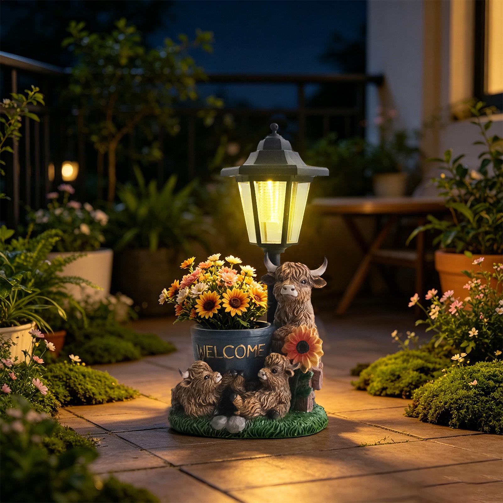 Up Lighting Decor - Figurine de vache décorative en résine