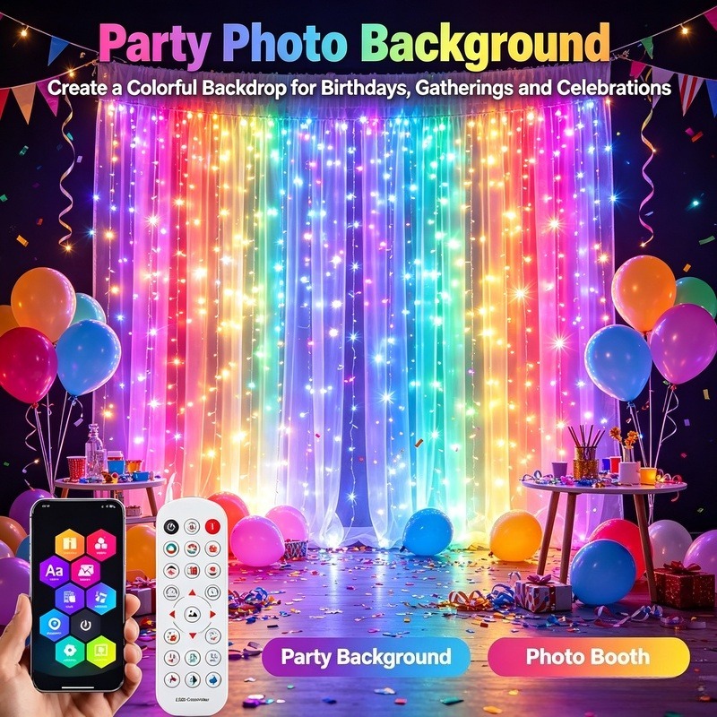 Rideaux lumineux LED contrôlés - Lighting Christmas Decor avis et prix